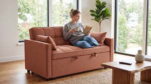 Sofá <span class=keywords><strong>Cama</strong></span> Extraíble de Tela Moderna, Sofá Convertible de 2 Plazas con Reposabrazos para Sala de Estar - Product Image 6