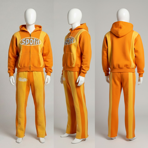 Conjunto Deportivo de Algodón con Capucha y Pantalones Anchos 2 en 1 para Hombre, Personalizado con Impresión OEM, Transpirable y Ecológico - Product Image 2