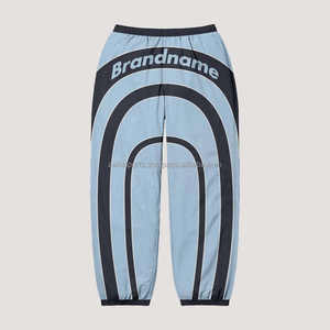 2025 personnalisé extérieur Streetwear décontracté coupe-vent taille élastique Baggy pantalon large jambe pantalon Nylon coupe-vent lavé hommes pantalons - Product Image 4