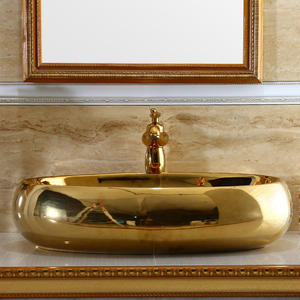 Gran oferta, piedra acrílica de cerámica, <span class=keywords><strong>lavabo</strong></span> de Color dorado, <span class=keywords><strong>lavabo</strong></span> dorado, <span class=keywords><strong>precio</strong></span> de <span class=keywords><strong>lavabo</strong></span> de baño - Product Image 2