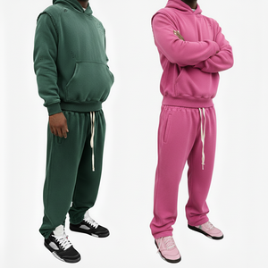 Conjunto de Sudadera con Capucha y Pantalones Deportivos de Forro Polar con Cremallera, Talla Grande, Unisex, de KINGSEN, Lavado Ácido, 100% Algodón, Bordado de Parche Personalizado - Product Image 2