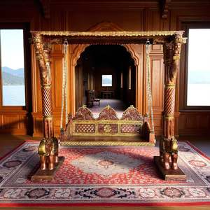 Silla Columpio Tradicional de Madera, Muebles Cómodos para Exteriores, para Jardín o Sala de Estar, Diseño Pintado - Product Image 2