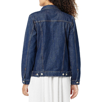 Jaket Denim Wanita Biru Lengan Panjang dengan Logo Kustom, Kancing, Gaya Klasik untuk Wanita OEM