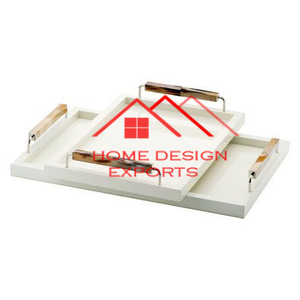 Plateau en marbre sculpté à la main avec poignée en métal, plateau de service en marbre pour aliments, vente chaude - Product Image 1