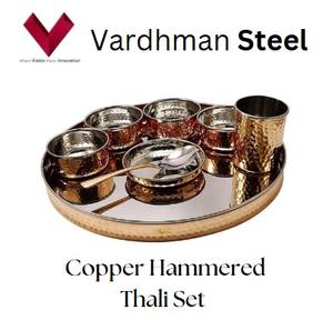 Wholesale Copper Hammered Thali Set, Perfect for every occasion, Copper handcrafted thali set, Hammered copper plate set - Product Image 5