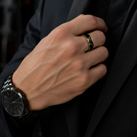 Bague géométrique en or noir brossé, fabrication directe d'usine JLM, pour homme et femme, bague de fiançailles, alliance, bijou pour le doigt, cadeau