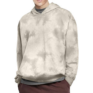 Sweat-shirt à capuche vintage et épais pour hommes, sweat-shirt en coton pelucheux lavé, sweat à capuche surdimensionné beige, sweat-shirts à capuche streetwear - Product Image 1
