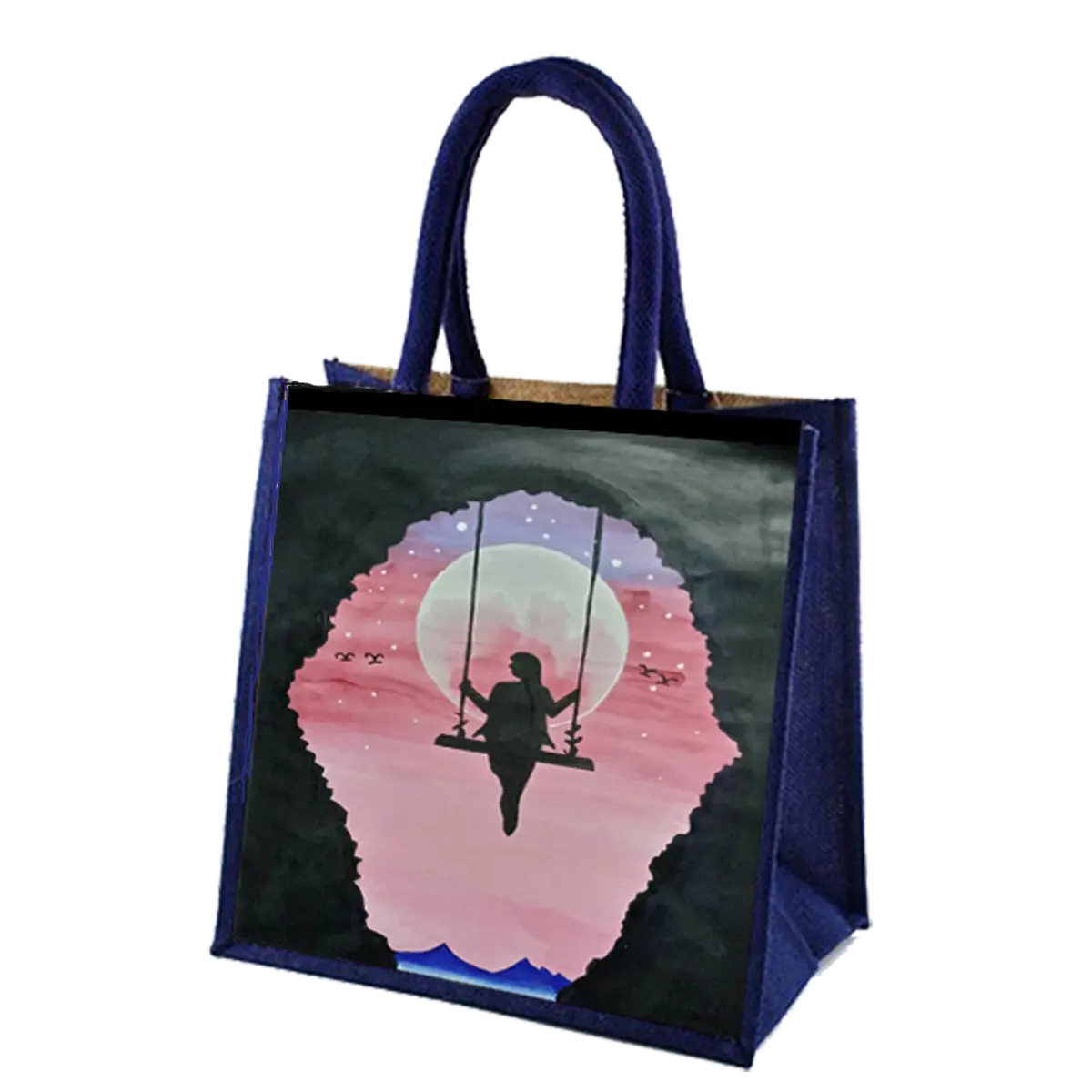 Экологичная модная сумка-тоут с принтом, джутовые сумки с самостоятельной ручкой и индивидуальным логотипом