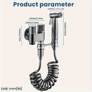 Kit de Accesorios para Inodoro Portátil con Válvula Angular de Doble Función Montada en la Pared, Pistola de Pulverización ABS y Soporte Telescópico para Teléfono, Fácil de Usar - Product Image 3