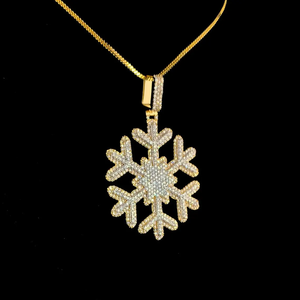 Collier Hip Hop pour femmes, pendentif flocon de neige glacé élégant, diamant Moissanite VVS, finition argent - Product Image 2