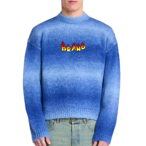 เสื้อสเวตเตอร์ถักแบบสวมหัวของผู้ชายคอตตอนลายทางปักโลโก้ป้องกันการหดตัวและระบายอากาศ - Product Image 6