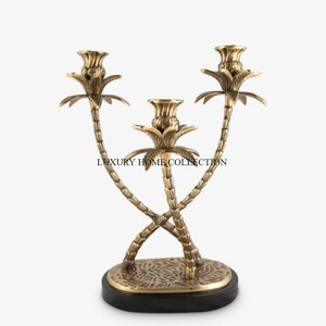 Unique Aluminum Antique Candle Holders 3 Arms <b>Table</b> <b>Top</b> <b>Decoration</b> Candle Holders Trending New Arrival Lightening Candle Holders - Product Image 1