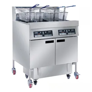 Microcomputer intelligent temperature control system commercial vertical electric fryer automatic lifting double-cylinder fryer