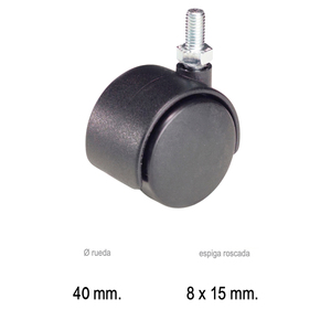 Roue Domestica en nylon noir Spig M8x40 mm. - Product Image 1