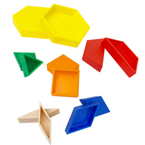 PLOMA 250-Piece Plastic Hollow Pattern Geometric <b>Blocks</b>-6 Colors 6 <b>Shapes</b> 2.5cm Thickness Square Math Manipulative Toy Unisex - Product Image 1