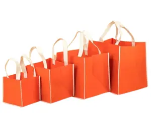 กระเป๋าผ้านอนวูฟเวนทำในเวียดนามกระเป๋าผ้าใยสังเคราะห์ออกแบบโลโก้ได้ตามต้องการ (สีส้ม)