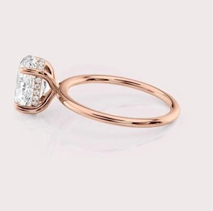 IGI Certified Oval Cut Lab Grown Diamond Engagement <b>Ring</b> Hidden Halo 9K White / Rose & Yellow Gold Bridal <b>Ring</b> - Product Image 3