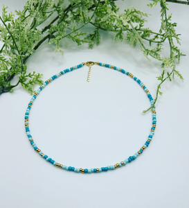Trendy Colourful Seed Bead Necklaces, Beaded Necklace, Gold Necklace, Fringe Beaded Bandana - Product Image 1