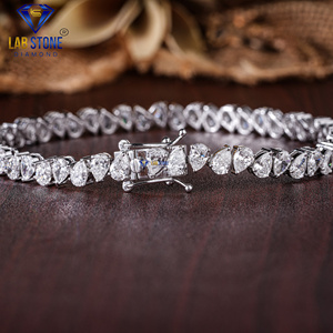 10,00 TDW Pera Cut Diamond Tennis Bracelet Classic 18K Oro blanco para fiesta de compromiso Boda o regalo - Product Image 2