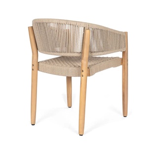 Chaise de salle à manger moderne en teck massif de haute qualité avec tressage en corde pour usage intérieur/extérieur - Product Image 5
