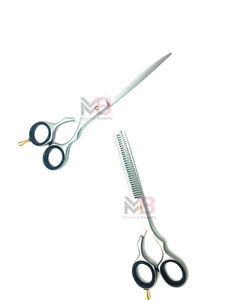 Ciseaux de coiffure professionnels en acier inoxydable à bord droit avec cisailles amincissantes à pointe de lame tranchante pour barbiers droitiers - Product Image 5