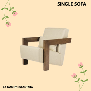 Sillón de sofá de madera de tela de sofá de diseño moderno con tela de poliéster de primera calidad para sala de estar hecho en Indonesia - Product Image 5