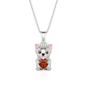 Collier personnalisé Jeulia Petland pour Yorkshire Terrier avec pierre de naissance en forme de cœur - Product Image 1