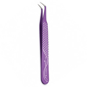 Pinzas de Precisión para Pestañas de Acero Inoxidable con Mango Morado, Punta Suave, Antiestáticas y Diseño Ligero - Product Image 1