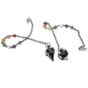 Fournisseur de pendule en cuivre noir Bullet Point avec chaîne chakra | Pendule en cuivre noir Bullet Point à vendre - Product Image 1
