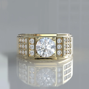 925 <b>Silver</b> Plated Moissanite Diamond Men's <b>Ring</b> Bold Style Everyday Elegance Cut Stone Fine <b>Rings</b> for Wedding Party Engagement - Product Image 1