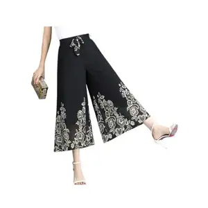 Women's 2023 Summer Fashion Print Flower Pattern Style Can Choose Breathable Women Pants High Waist Youth Holiday Trouser