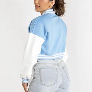 Vestes pour femmes pour l'hiver Logo personnalisé Baseball Veste universitaire de haute qualité pour femmes Vestes universitaires d'automne Couleur noir et blanc - Product Image 6