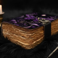 400 pages Journal en cuir mystique papillon imprimé cahier à couverture rigide avec champignons feuillage violet clair de lune et fermoir décoratif
