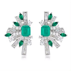 Dernières tendances : Boucles d'oreilles clous en argent 925 et zircon, style Art Déco – Plaqué rhodium et or, cadeau de luxe pour femme - Product Image 1