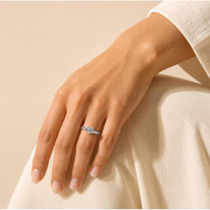 Jeulia Gold Plated Sterling <b>Silver</b> Bypass Engagement <b>Ring</b> with Claw <b>Set</b> Gemstone - Product Image 5