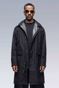 Nouvelle arrivée hommes Cyberpunk Style toile mince veste respirant noir à capuche imperméable Streetwear longue longueur acronymes conception - Product Image 2