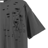 T-shirt Homme 100% Coton Personnalisé Effet Délavé Coupe Droite Épaules Tombantes Tissu Toile Écologique 180g Imprimé au Laser