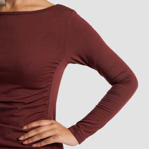 Women'<b>s</b> Side Gather Top in Maroon-Elegant <b>Blouses</b> & Shirts - Product Image 5