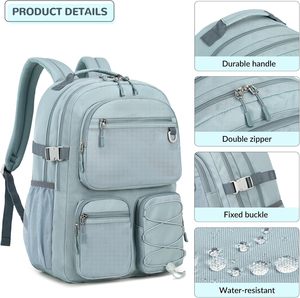 Waterproof Vintage <b>Backpack</b> Unisex 15.6 <b>Laptop</b> Zipper Closure Multifunction Casual Daypack for College & School Use - Product Image 4
