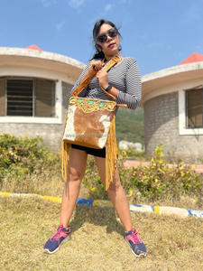 New Hair on & Hand Tooled <b>Leather</b> Fringe Crossbody <b>Purse</b> for Women' Floral Tooling Genuine <b>Leather</b> Handbag Cowhide <b>Leather</b> <b>Purse</b> - Product Image 4