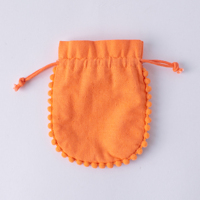 Kantong Serut Katun Oranye Berkualitas Tinggi Buatan Tangan dengan Logo Kustom, Bentuk Persegi Panjang, Vintage, Dapat Disesuaikan, untuk Menyimpan Perhiasan, Tas Hadiah, Pom Pom