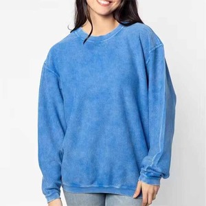 Venta al por mayor de logotipo personalizado en blanco lavado ácido liso de alta calidad con cable de cuello redondo de gran tamaño sudadera de las mujeres - Product Image 4