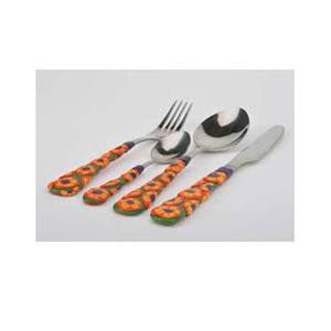 Ensemble de couverts en acier inoxydable poli argenté avec poignée en résine multicolore unique Style occidental et couverts au design différent - Product Image 1