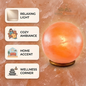 Lampe en sel rose de l'Himalaya en forme de boule, sculptée à la main, sphère de sel rocheux naturel, lumière de nuit décorative pour la décoration de la maison - Product Image 4
