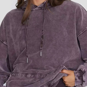 Sweat à capuche long en molleton délavé pour femme avec impression personnalisée, style hip-hop surdimensionné, design unique, sweat à capuche délavé pour femme - Product Image 3