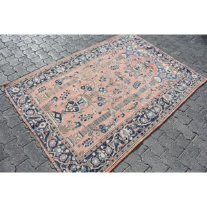 Alfombra Vintage de 4.3x6 pies (130x182 cm), Alfombra Turca Azul Abstracta - Product Image 3