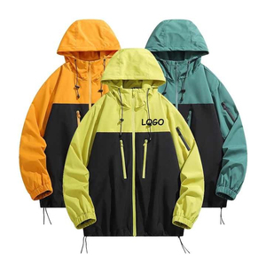 Veste coupe-vent en polaire à manches en cuir et toile de haute qualité OEM Veste coupe-vent imperméable à l'eau Logo personnalisé imprimé High Street - Product Image 1
