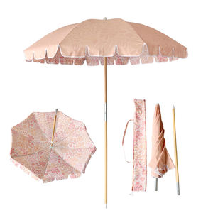 Voyage léger 6FT UPF50 + <span class=keywords><strong>Protection</strong></span> solaire Parasols extérieurs Boho rétro en bois pôle frange <span class=keywords><strong>parasol</strong></span> de plage avec cantonnière trou de serrure - Product Image 1