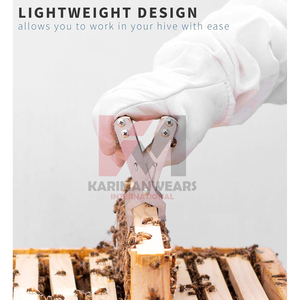 ถุงมือป้องกันผู้เลี้ยงผึ้งคุณภาพพรีเมียม ถุงมือทำงานหนังยาว ป้องกันการถูกผึ้งต่อย ปลอกแขนผ้าแคนวาส - Product Image 6
