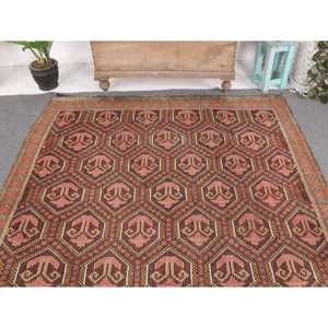 5.8x9.5 ft Large Vintage Rug, Turkish Rug, <b>Brown</b> Red Patchwork <b>Wool</b> Rug - Product Image 3